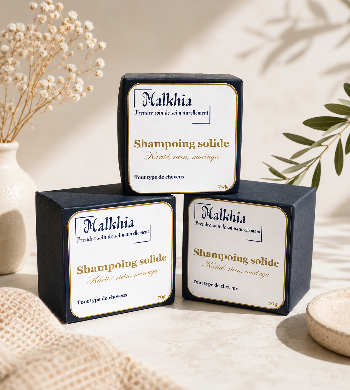 Shampoing solide au Beurre de karité, moringa , ricin